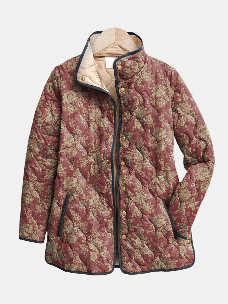 Maélorie Paris | Veste Matelassée Damas Prune Sophie