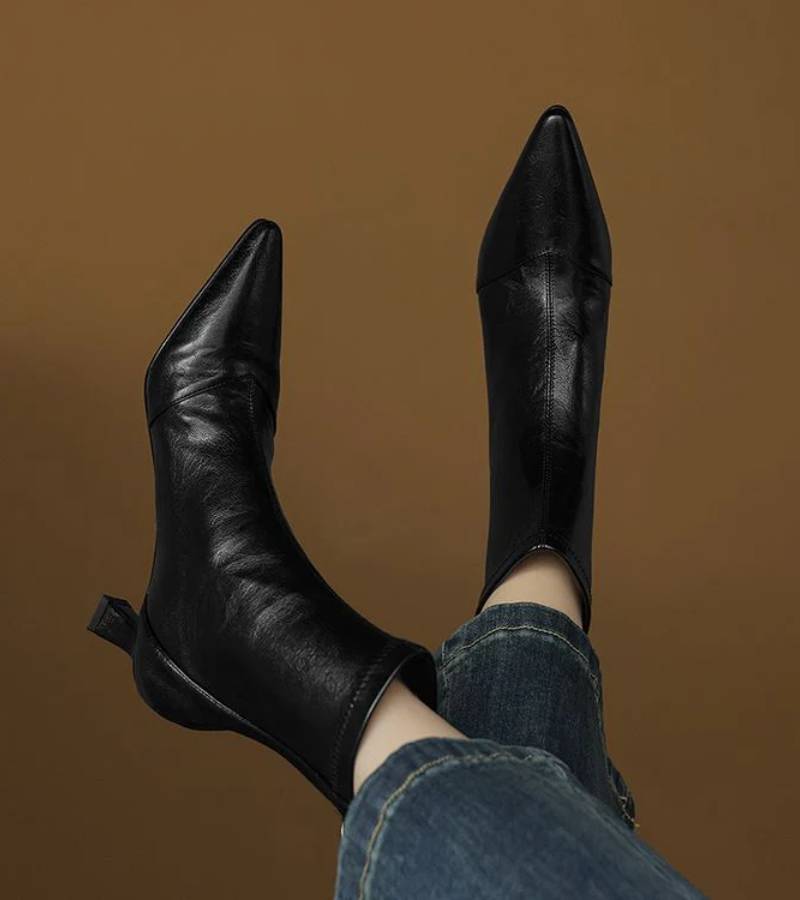 DELACROIX | Bottines en cuir à talon élégant
