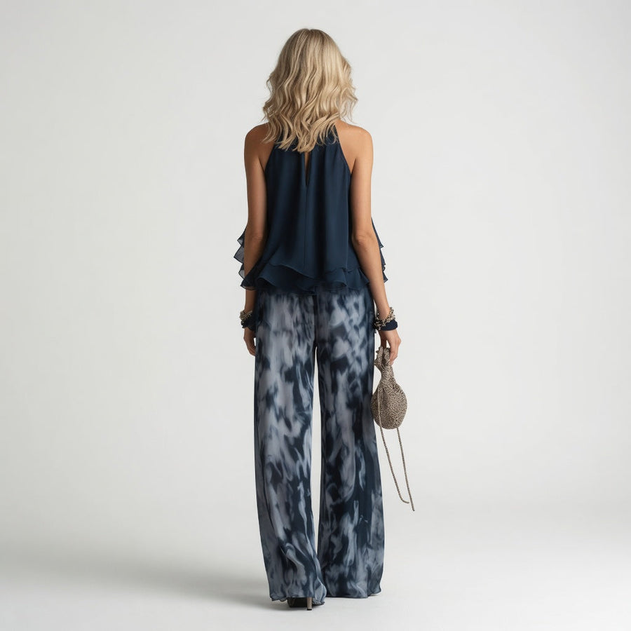 Flavie™ — Ensemble deux pièces fluide bleu marine élégance naturelle