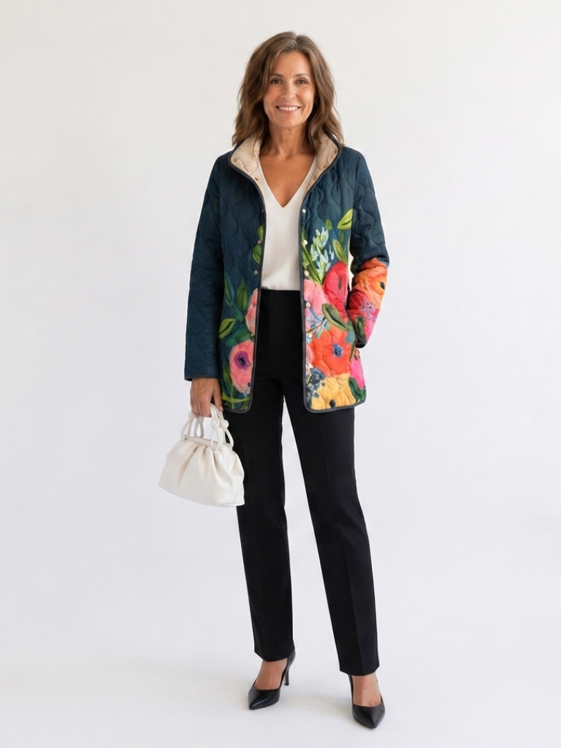 Maélorie Paris | Veste Matelassée Fleurs Peintes Camille