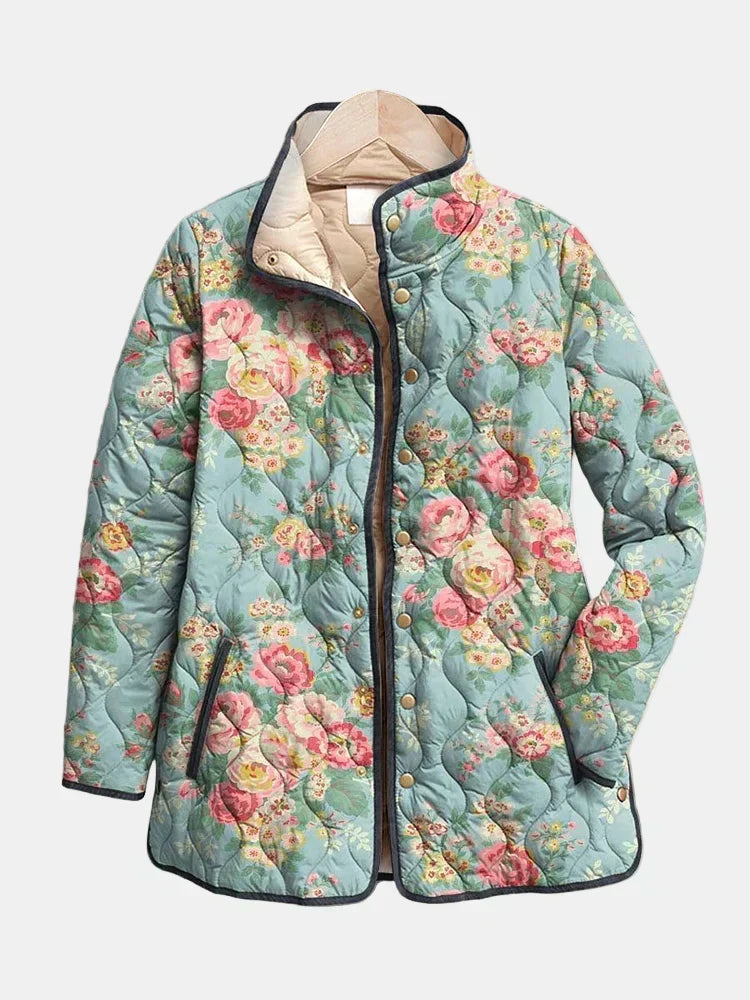 Maélorie Paris | Veste Matelassée Roses Céladon Mathilde