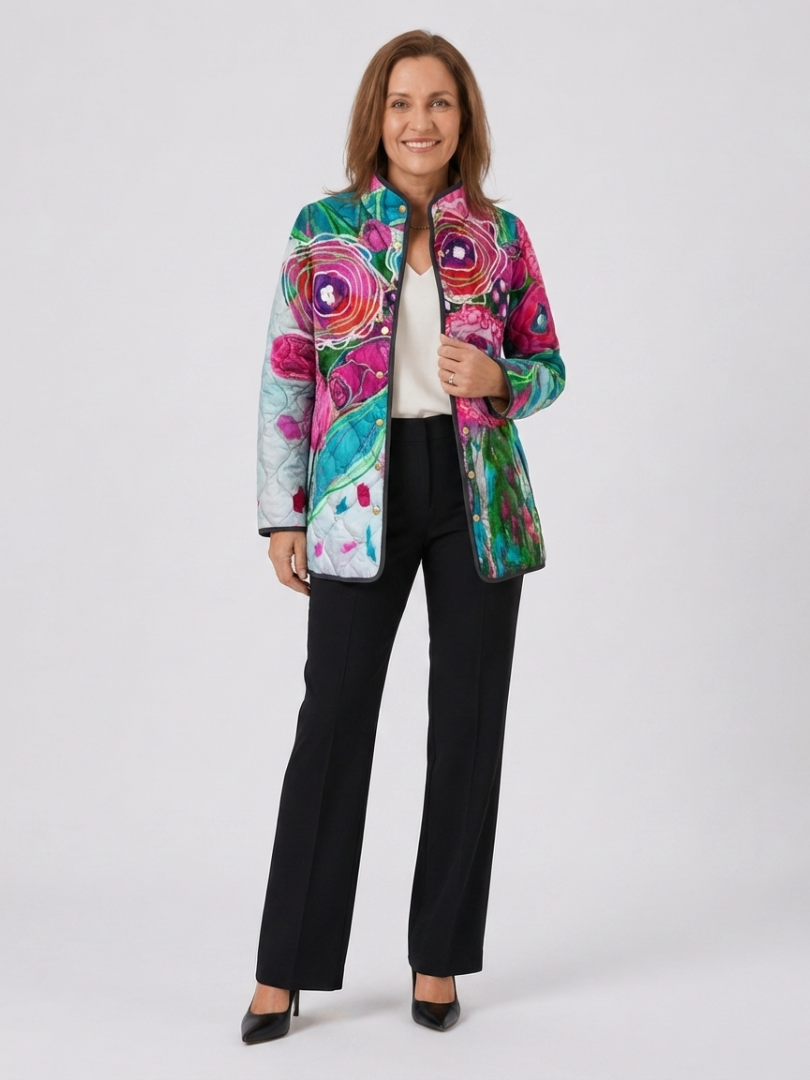 Maélorie Paris | Veste Matelassée Aquarelle Florale Lucie