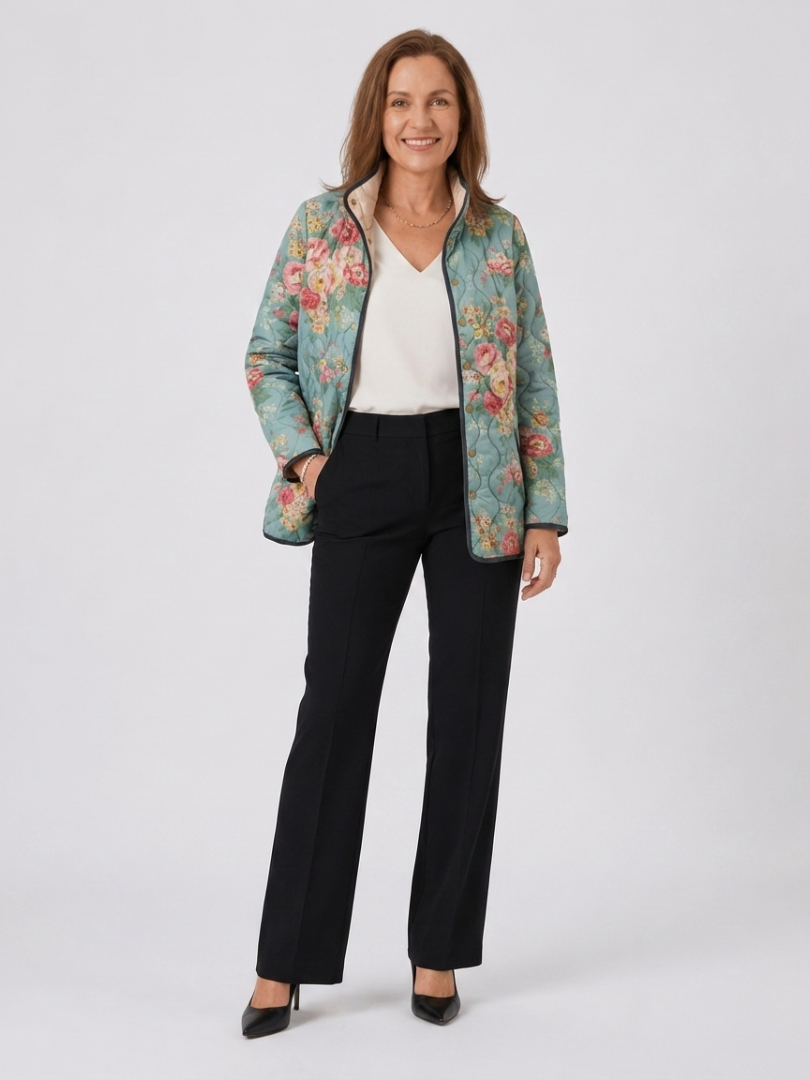Maélorie Paris | Veste Matelassée Roses Céladon Mathilde