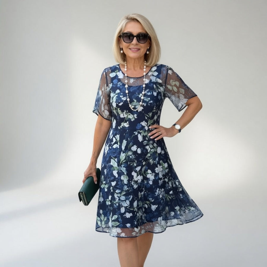 Wulfhilde™ — Robe chiffon florale élégance intemporelle
