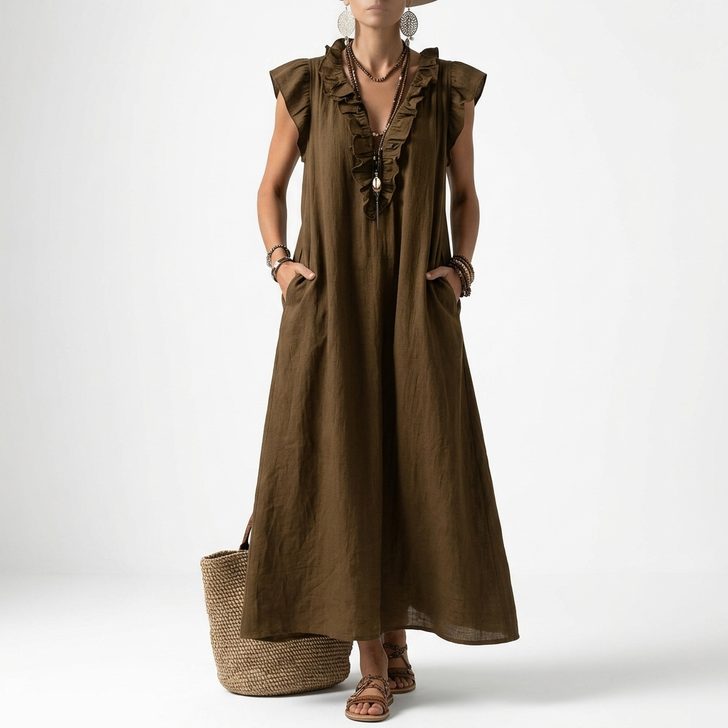 Terrale™ — Robe maxi bohème poches élégance naturelle