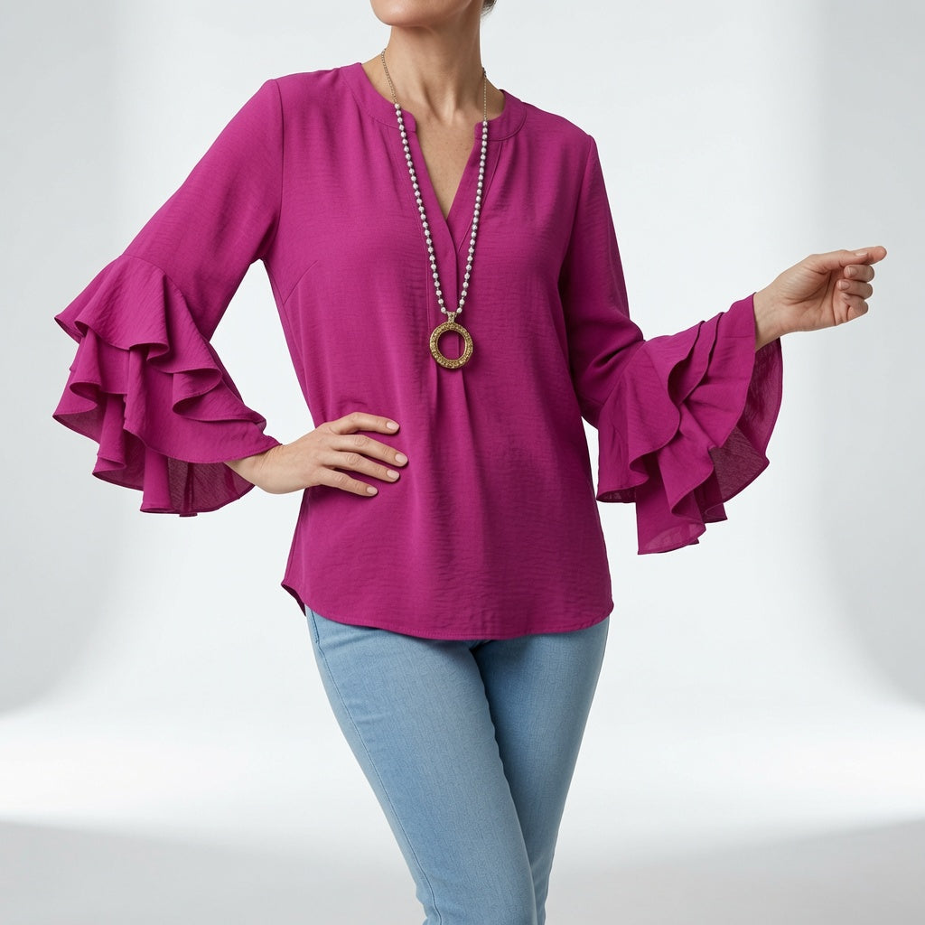 Mélorisse™ — Blouse fluide manches volantées élégantes