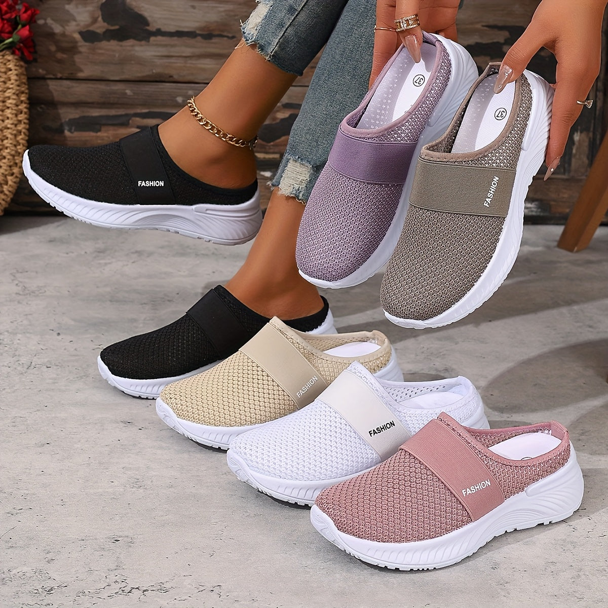 DELACROIX | Baskets Mules Mesh Respirant Nicole